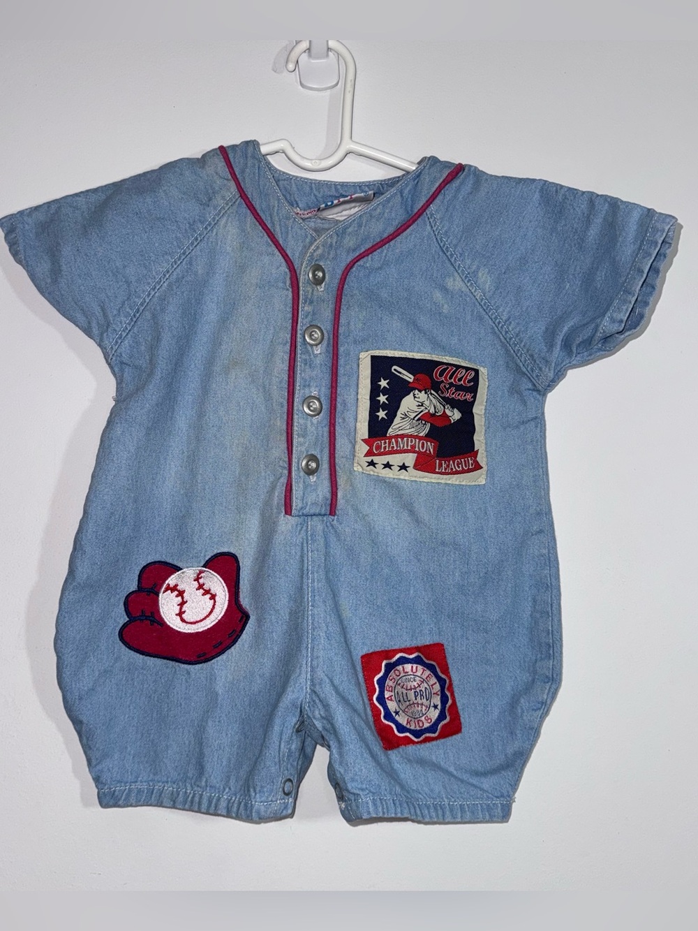 Vintage Small Steps Denim Baseball Romper Baby 18M All Star Kids